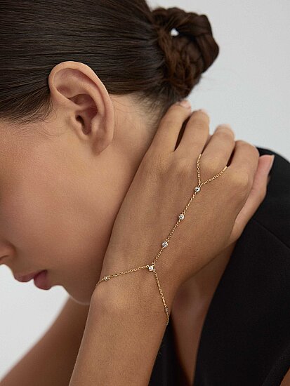 Minimal Zirkon Detaylı 14K Altın Şahmeran - (1)