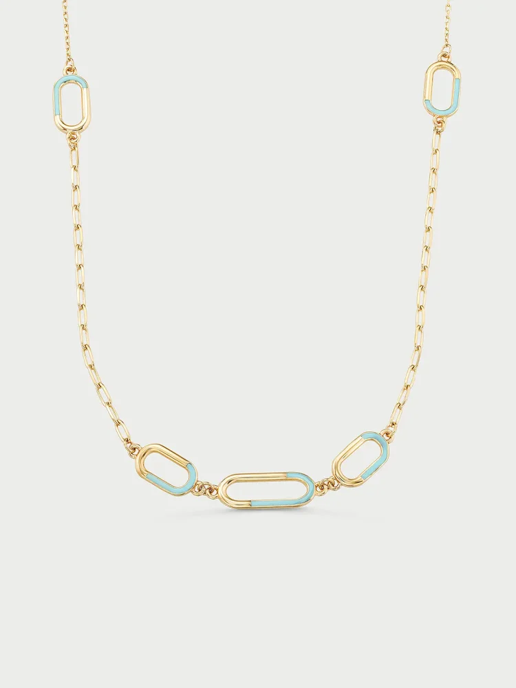 Modern Oval Mine Detaylı Altın Kolye - 1