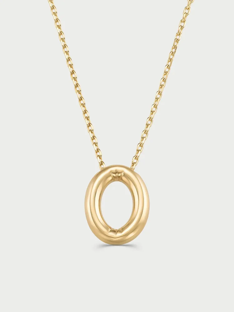 O Harfi Sade 14K Altın Harf Kolye - 1