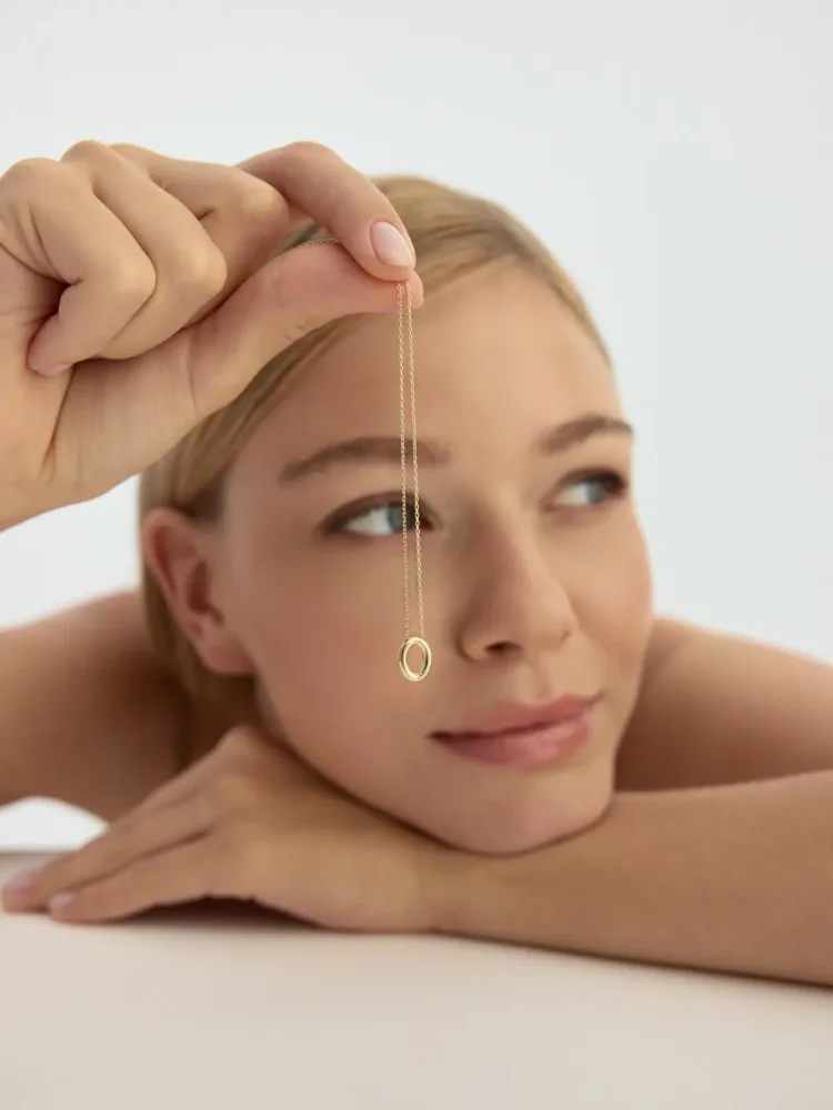 O Harfi Sade 14K Altın Harf Kolye - 2