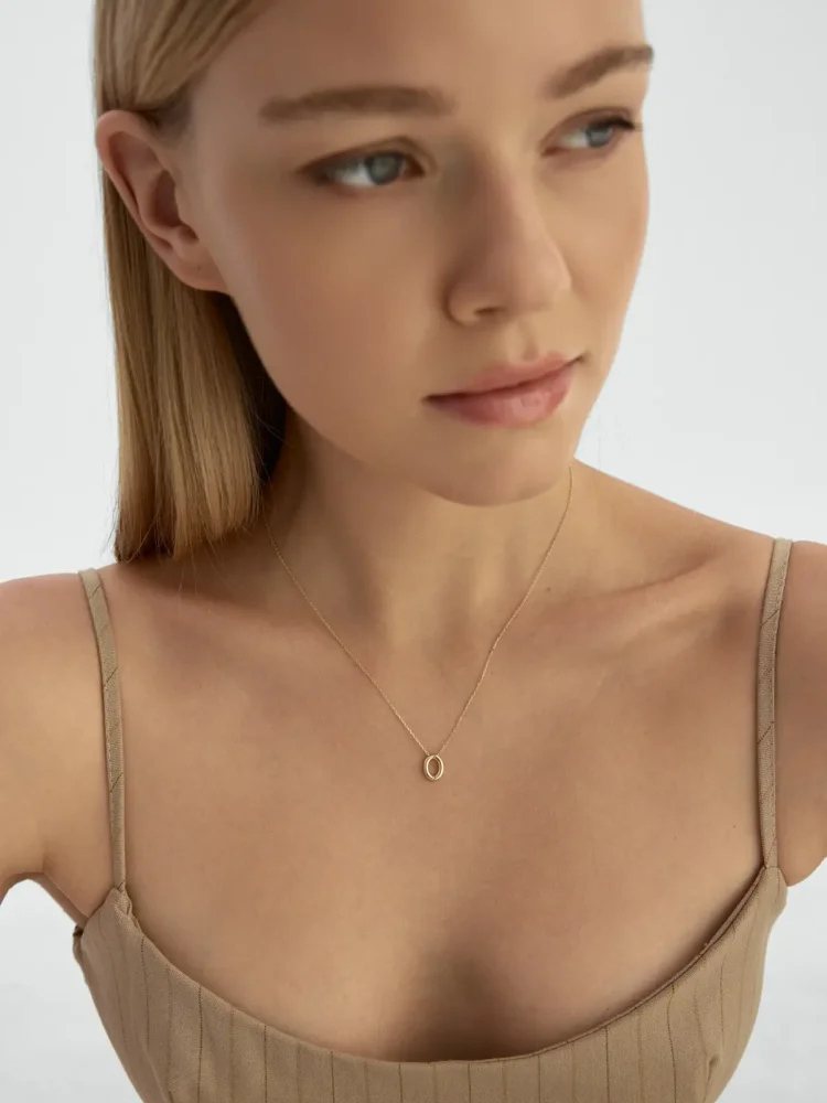 O Harfi Sade 14K Altın Harf Kolye - 5