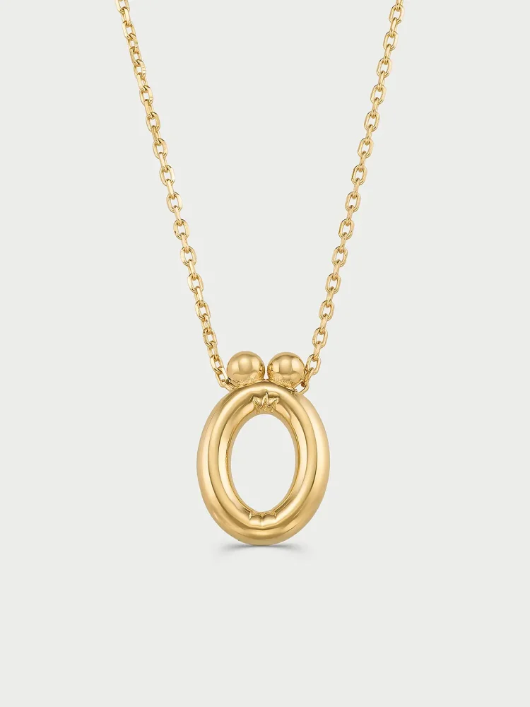 Ö Harfi Sade 14K Altın Harf Kolye - 1
