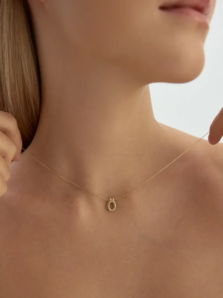 Ö Harfi Sade 14K Altın Harf Kolye - 2