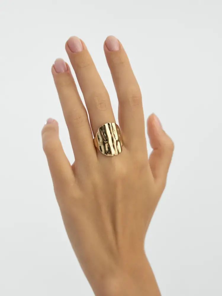 Organik Dokulu Modern 14K Altın Yüzük - 3