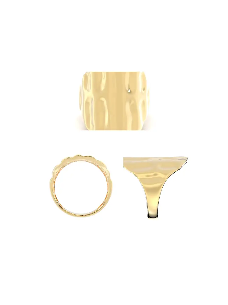 Organik Dokulu Modern 14K Altın Yüzük - 8