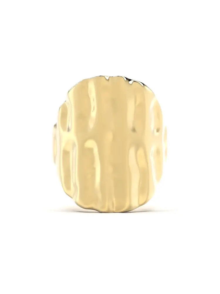 Organik Dokulu Modern 14K Altın Yüzük - 5