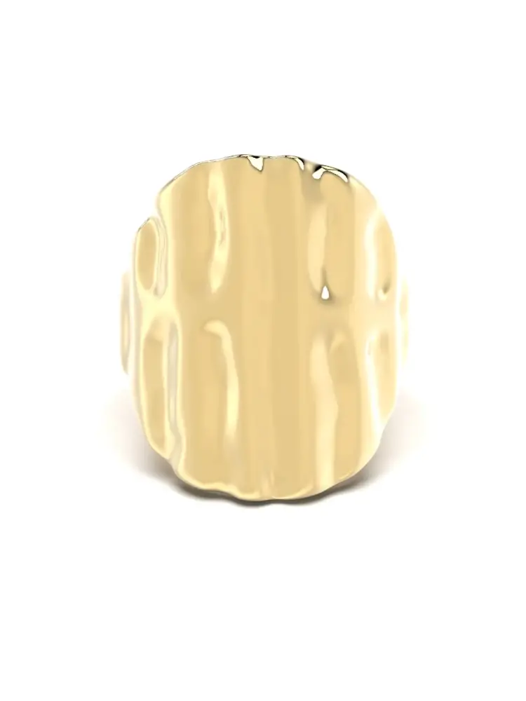 Organik Dokulu Modern 14K Altın Yüzük - 1