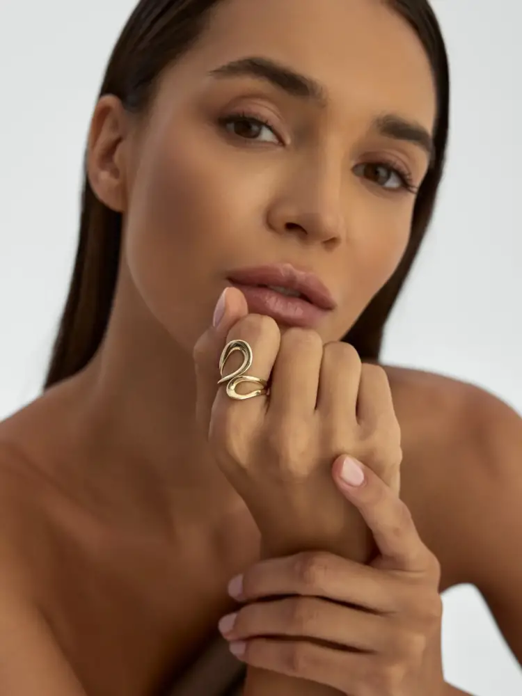 Organik Formlu Modern 14K Altın Yüzük - 3