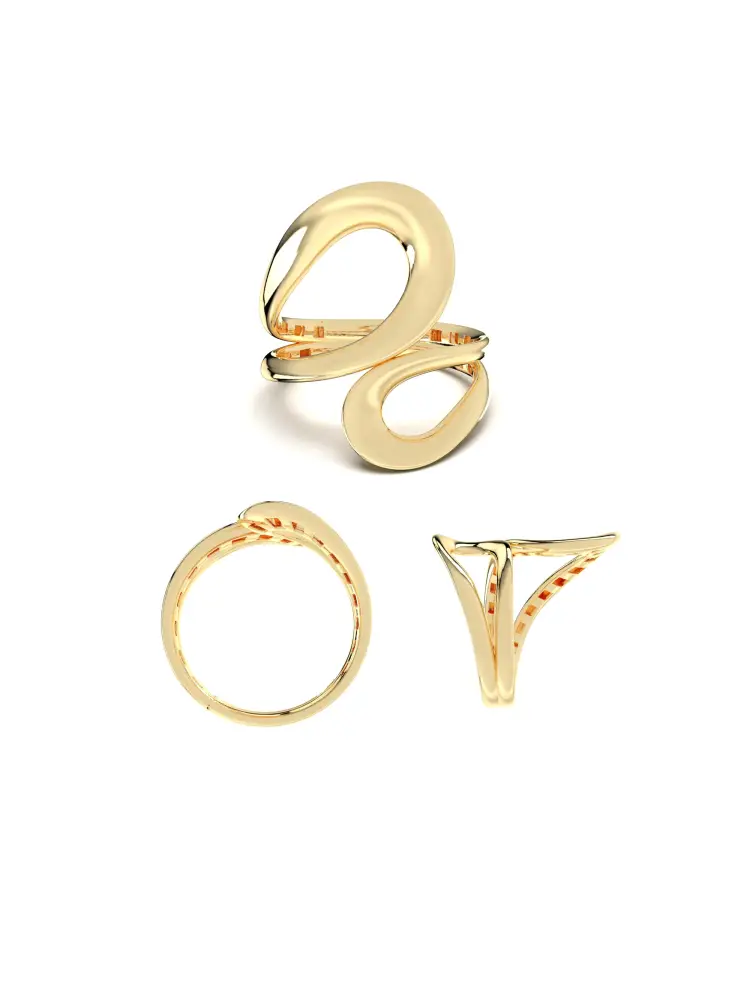 Organik Formlu Modern 14K Altın Yüzük - 8