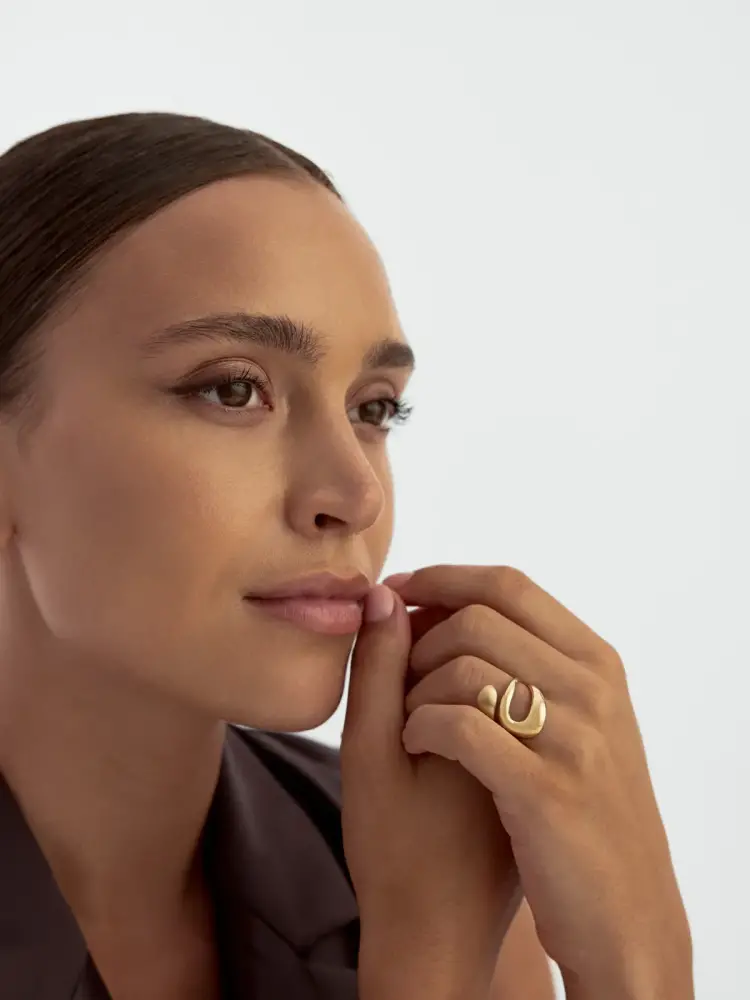 Organik Formlu Modern 14K Altın Yüzük - 4