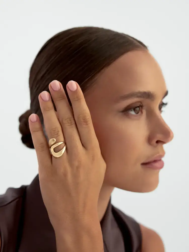 Organik Formlu Modern 14K Altın Yüzük - 3