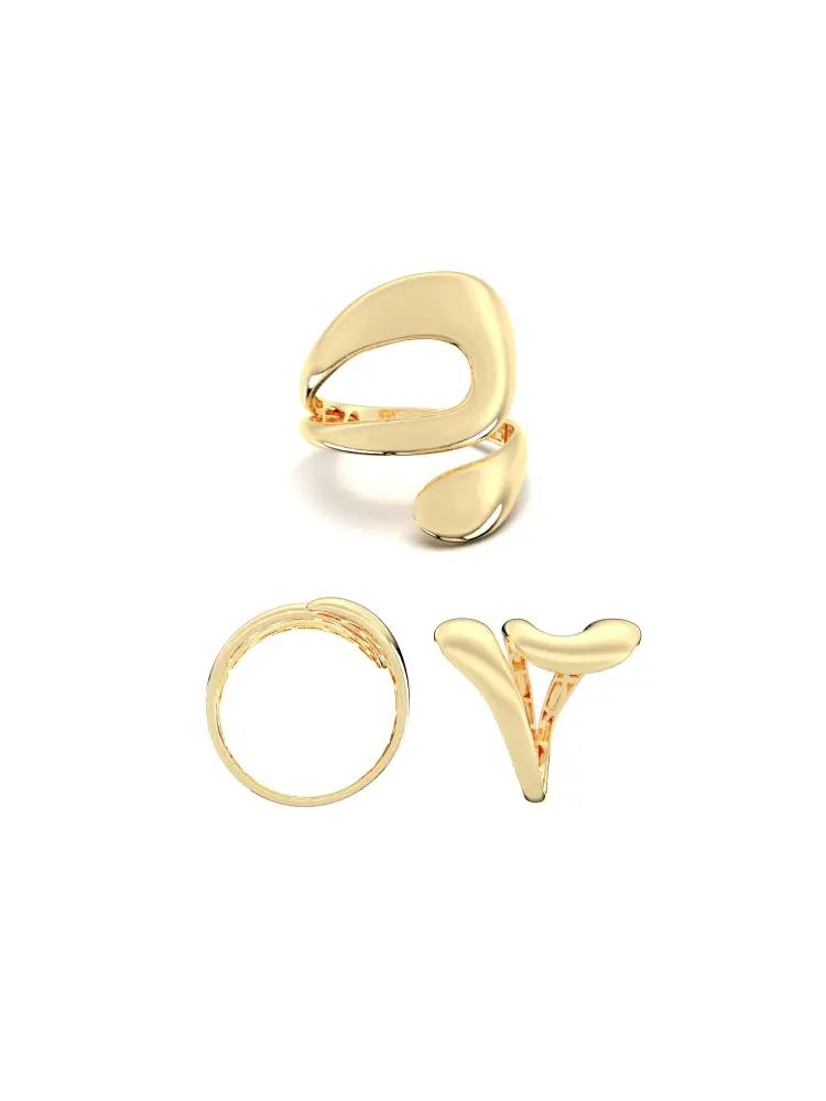 Organik Formlu Modern 14K Altın Yüzük - 8