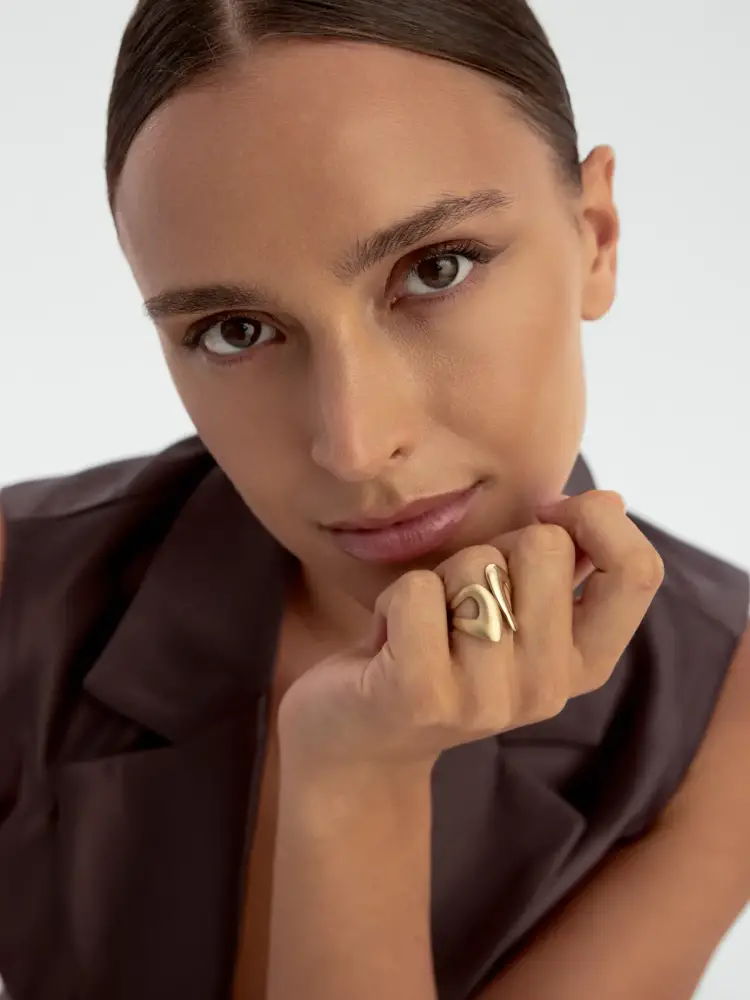 Organik Formlu Modern 14K Altın Yüzük - 3