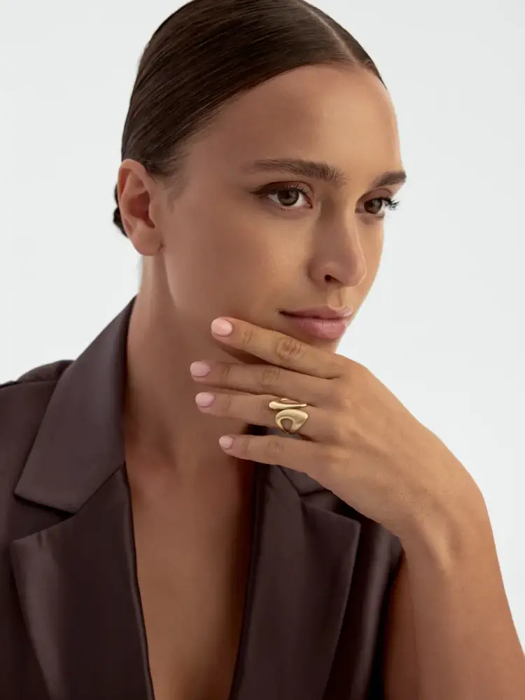 Organik Formlu Modern 14K Altın Yüzük - 4