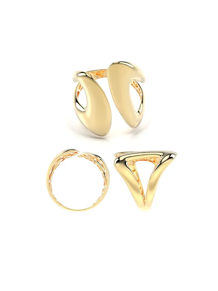 Organik Formlu Modern 14K Altın Yüzük - 8