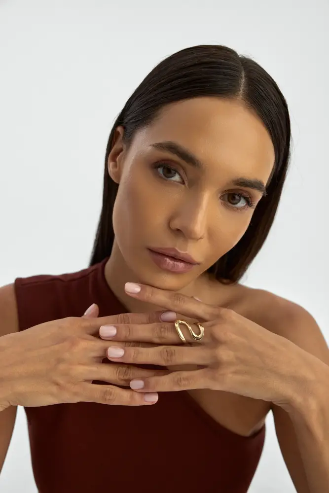 Organik Formlu Modern 14K Altın Yüzük - 3