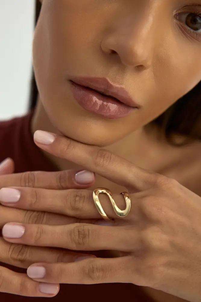 Organik Formlu Modern 14K Altın Yüzük - 2