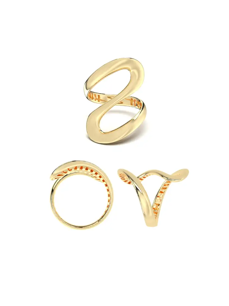 Organik Formlu Modern 14K Altın Yüzük - 8