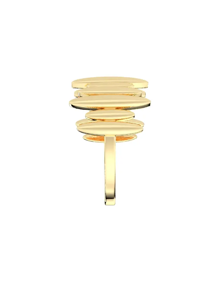 Oval Dizilimli Modern 14K Altın Yüzük - 7