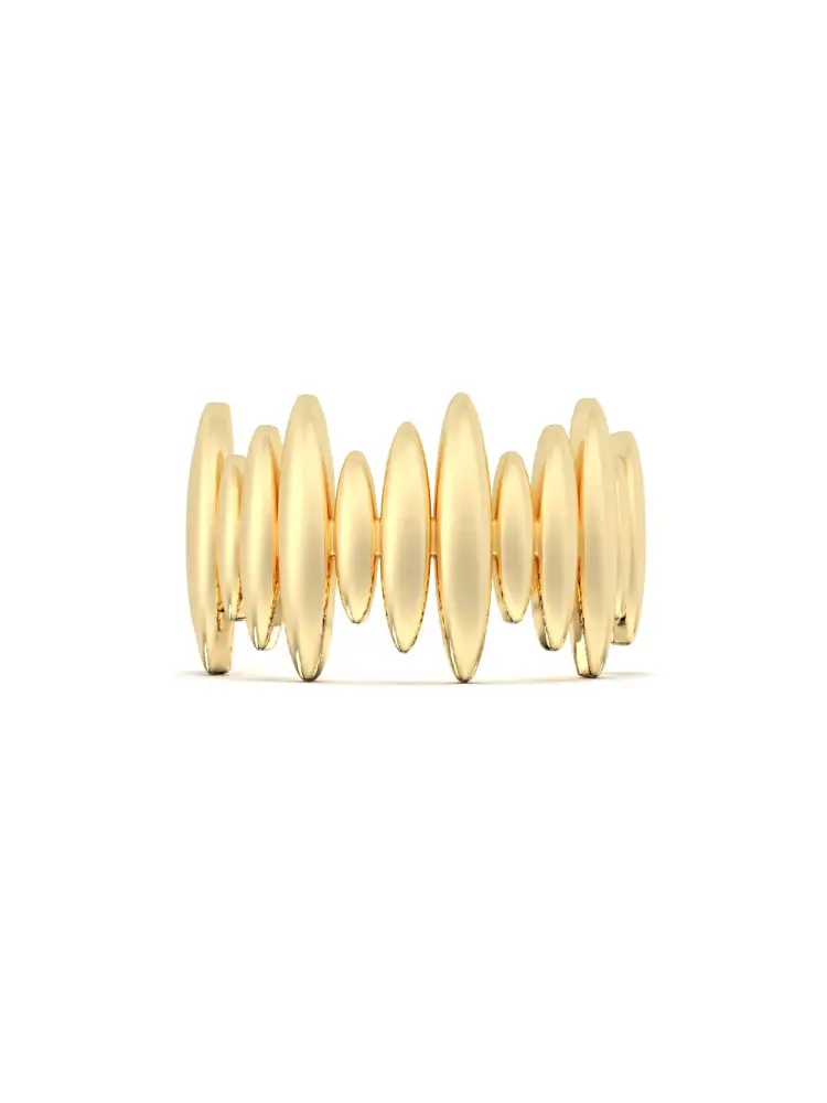 Oval Dizilimli Modern 14K Altın Yüzük - 5