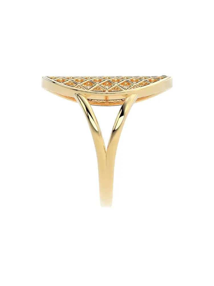 Oval Formlu Pırlanta Görünümlü 14K Altın Yüzük - 7