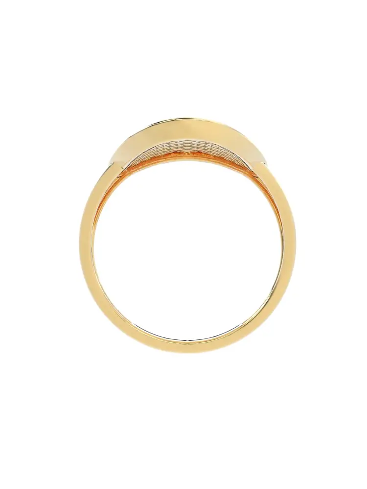 Oval Formlu Pırlanta Görünümlü 14K Altın Yüzük - 6