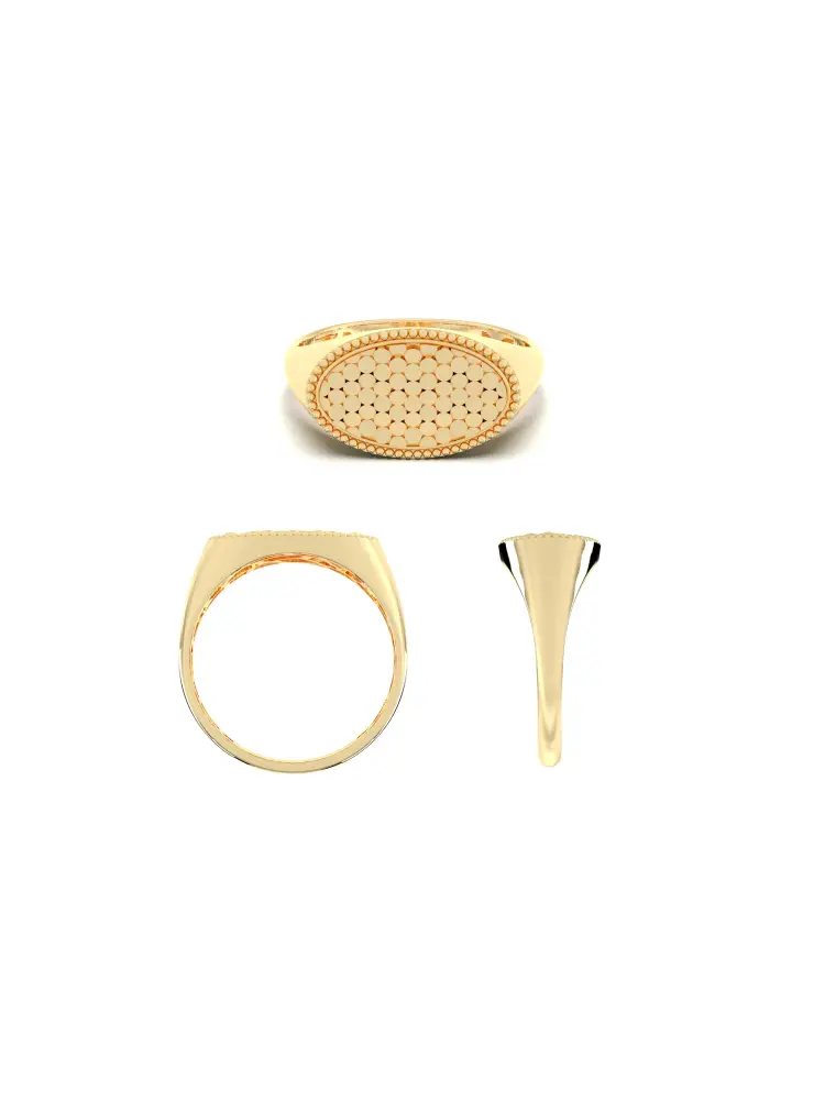 Oval Motifli Modern 14K Altın Yüzük - 8
