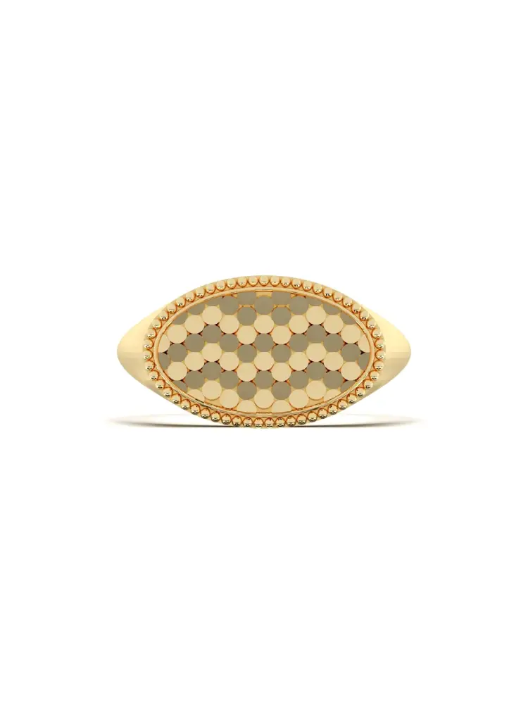 Oval Motifli Modern 14K Altın Yüzük - 6