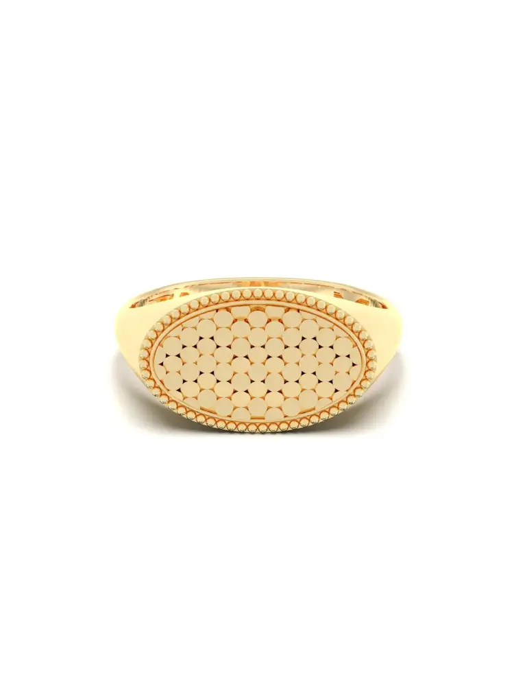 Oval Motifli Modern 14K Altın Yüzük - 1