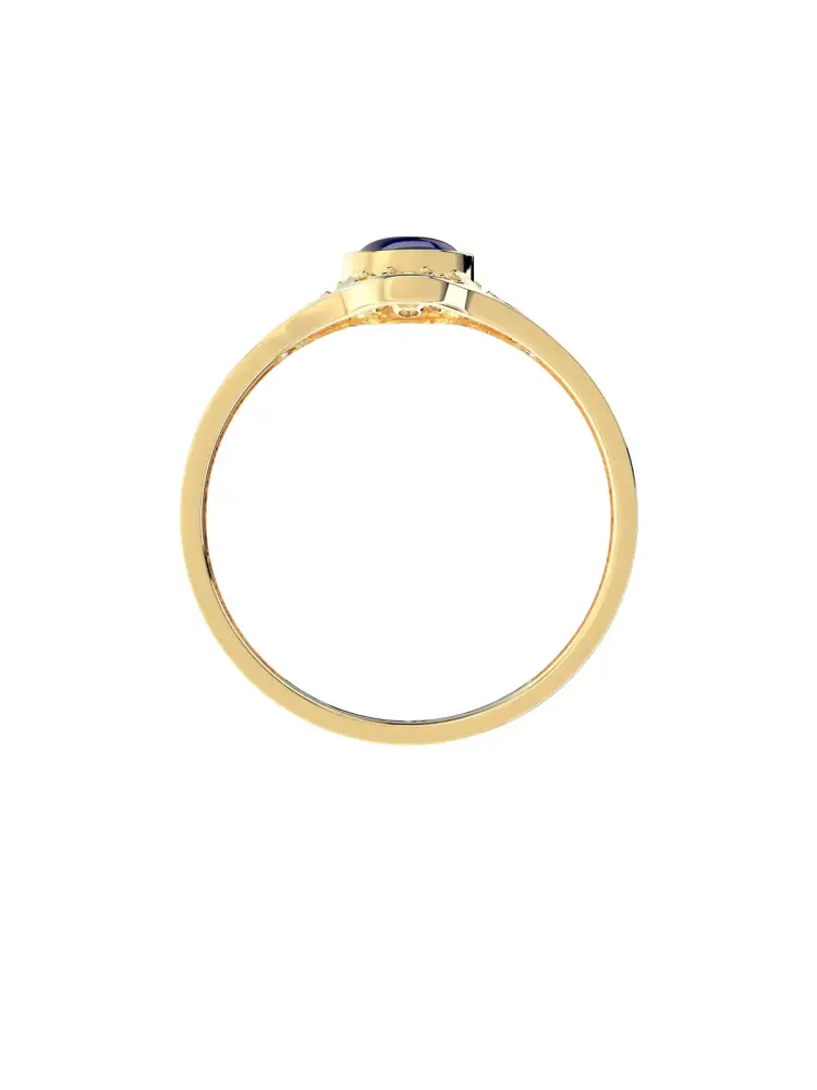 Oval Safir Rengi ve Pırlanta Görünümlü Vintage 14K Altın Yüzük - 8