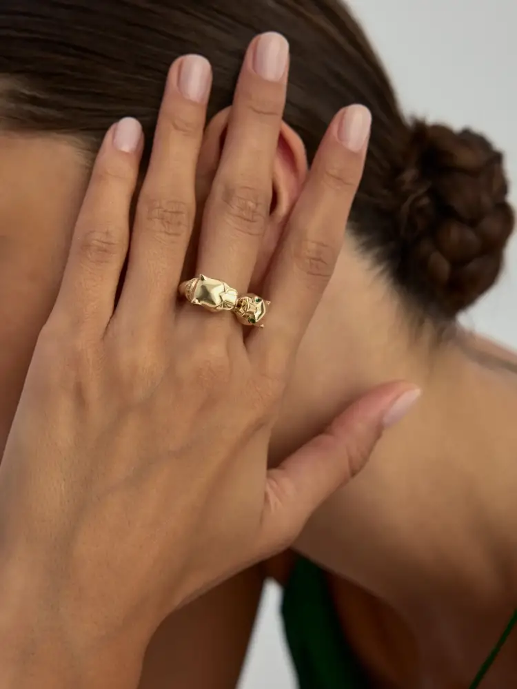 Panter Başlı Vintage 14K Altın Yüzük - 2