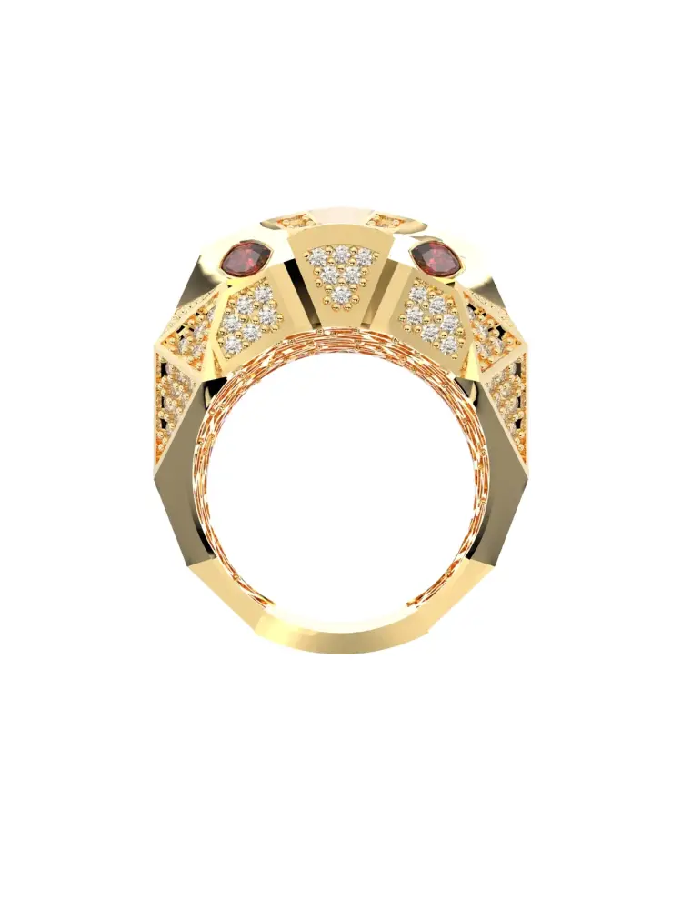 Panter Figürlü Lüks 14K Altın Yüzük - 7