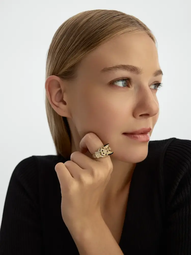 Panter Figürlü Modern 14K Altın Yüzük - 8