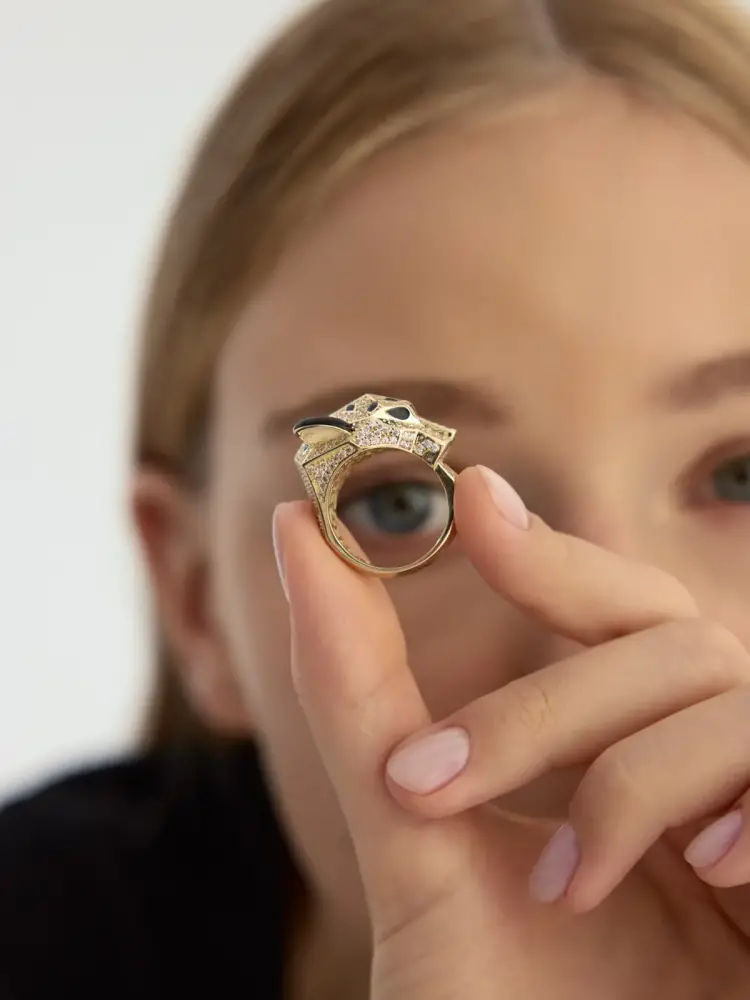 Panter Figürlü Modern 14K Altın Yüzük - 5