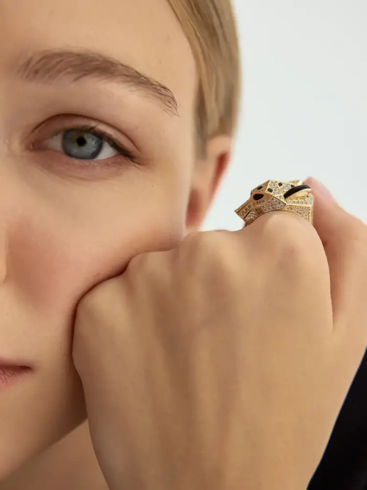 Panter Figürlü Modern 14K Altın Yüzük - 9