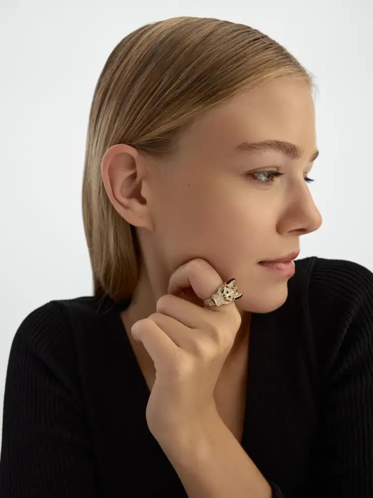 Panter Figürlü Modern 14K Altın Yüzük - 3