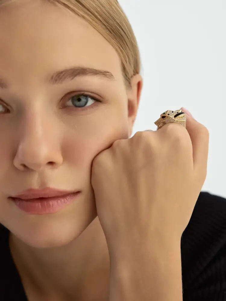 Panter Figürlü Modern 14K Altın Yüzük - 6