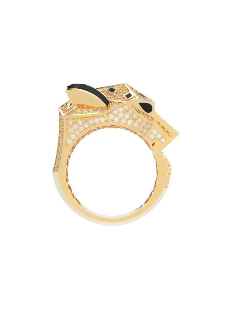 Panter Figürlü Modern 14K Altın Yüzük - 11