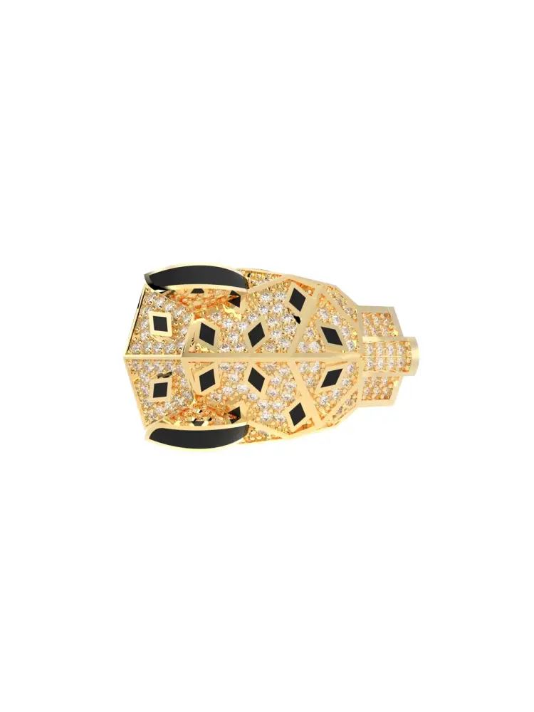 Panter Figürlü Modern 14K Altın Yüzük - 10