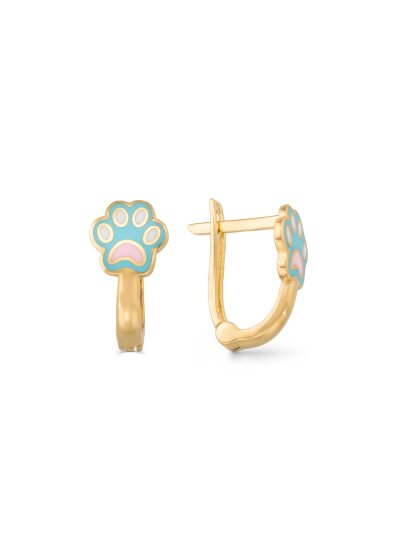 Pati Figürlü Mineli 14K Altın Çocuk Küpesi - 