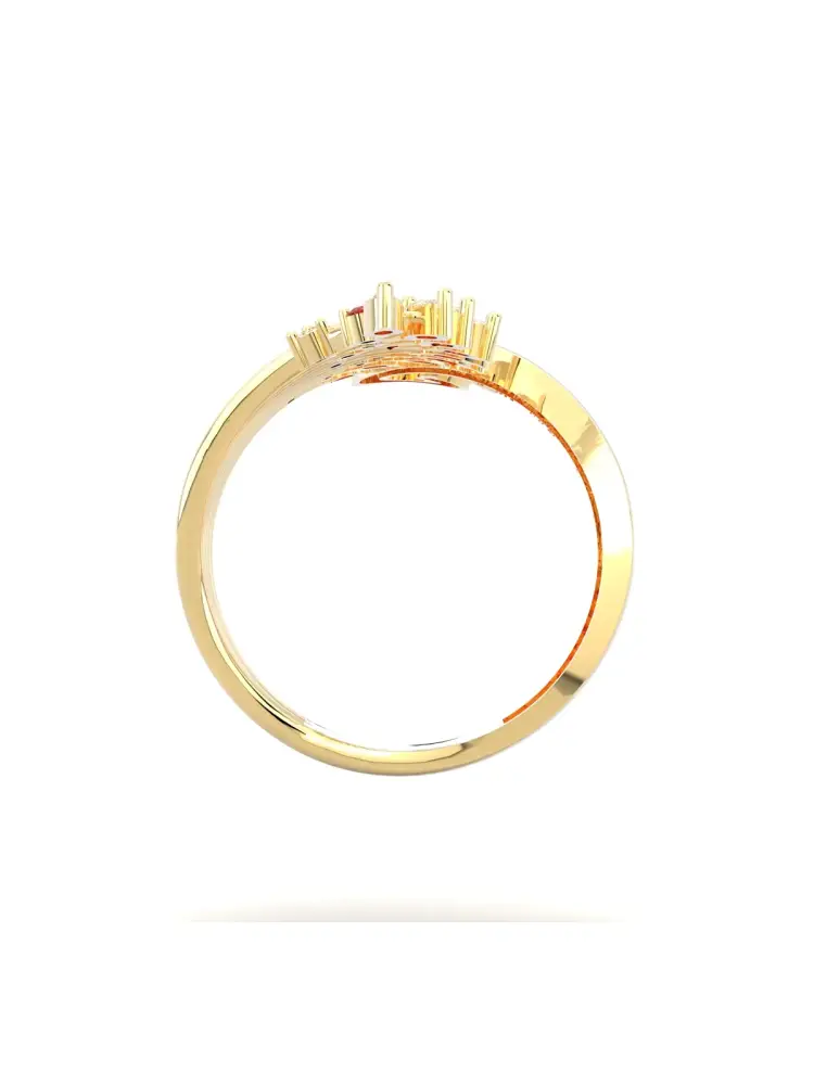 Pavé Taşlı Tavus Kuşu Figürlü 14K Altın Yüzük - 7