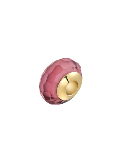 Pink Faceted Murano Glass Charm in 14K Gold - (1)