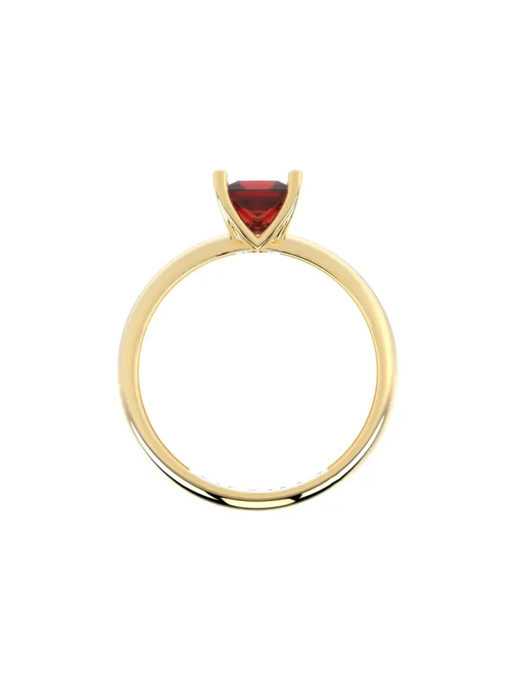 Prenses Kesim Yakut Rengi Taşlı Minimal 14K Altın Yüzük - 11