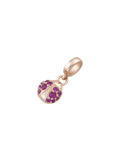 Purple Stone Ladybug 14K Gold Charm - (1)