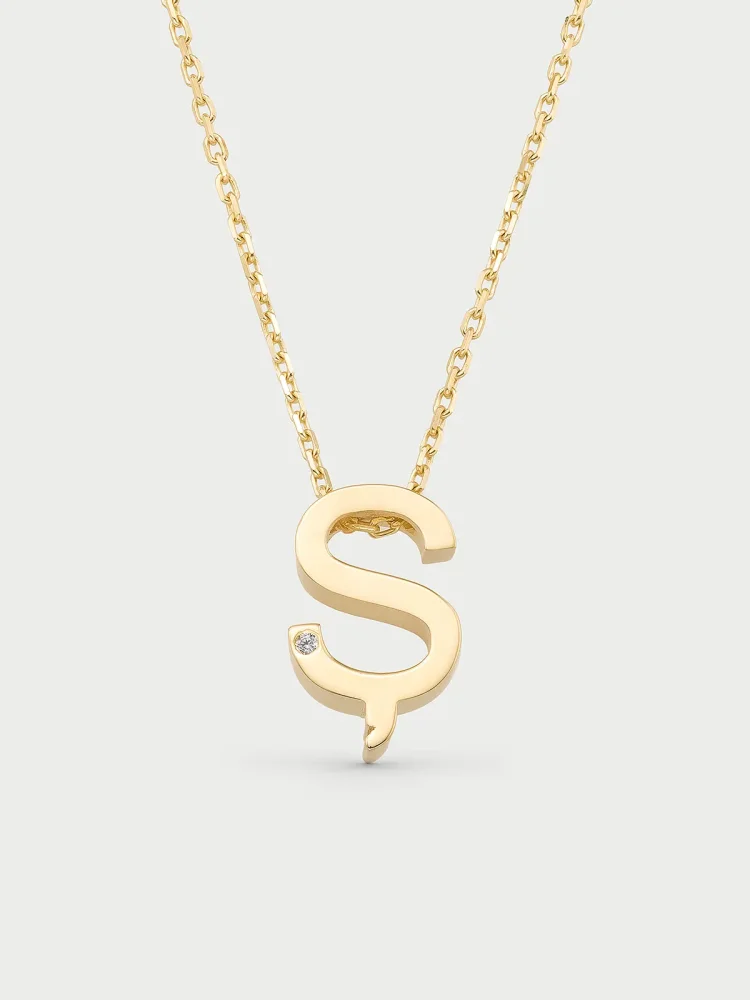 Ş Harfi Taşlı 14K Altın Harf Kolye - 1