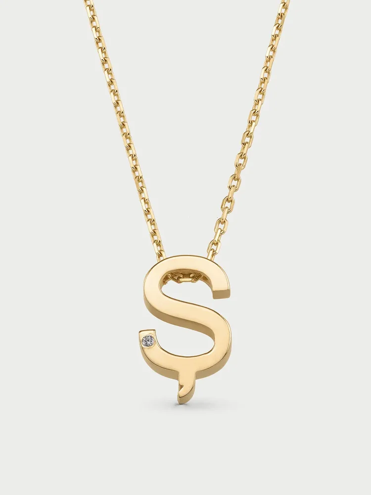 Ş Harfi Taşlı 14K Altın Harf Kolye - 1