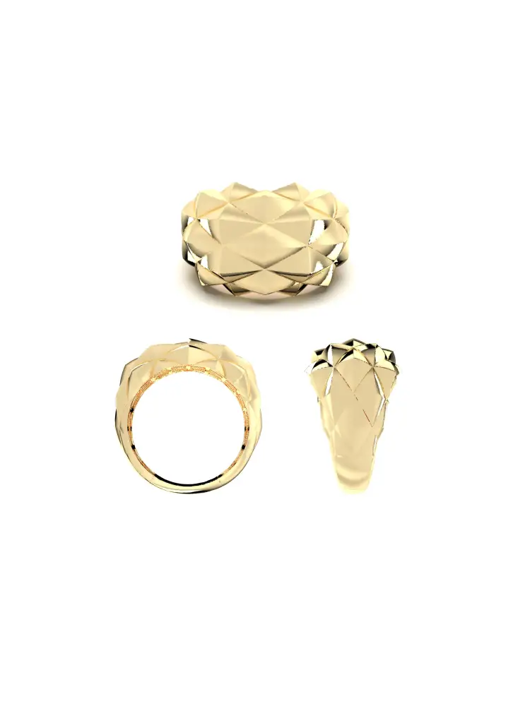 Sade Geometrik Formlu 14K Altın Yüzük - 8