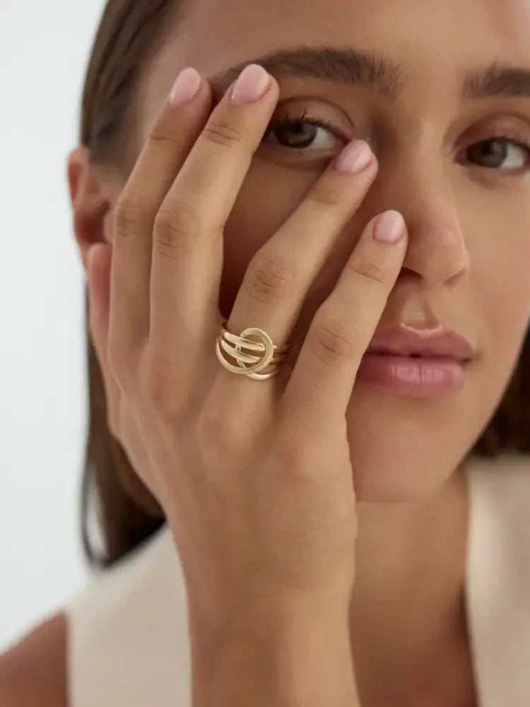 Sarmal Formlu Modern 14K Altın Yüzük - 3