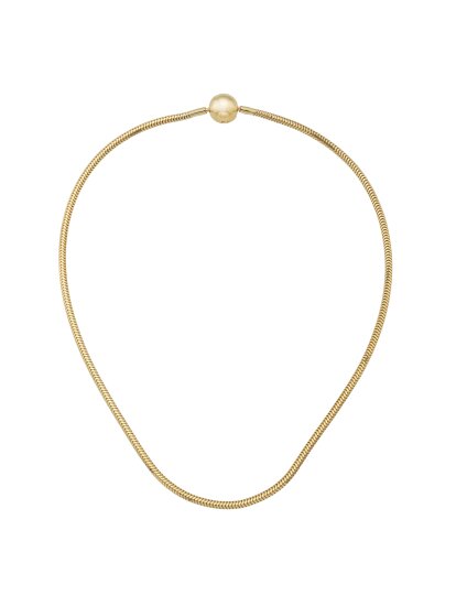 Snake Chain Ball Clasp Charm Necklace in 14K Gold - (1)