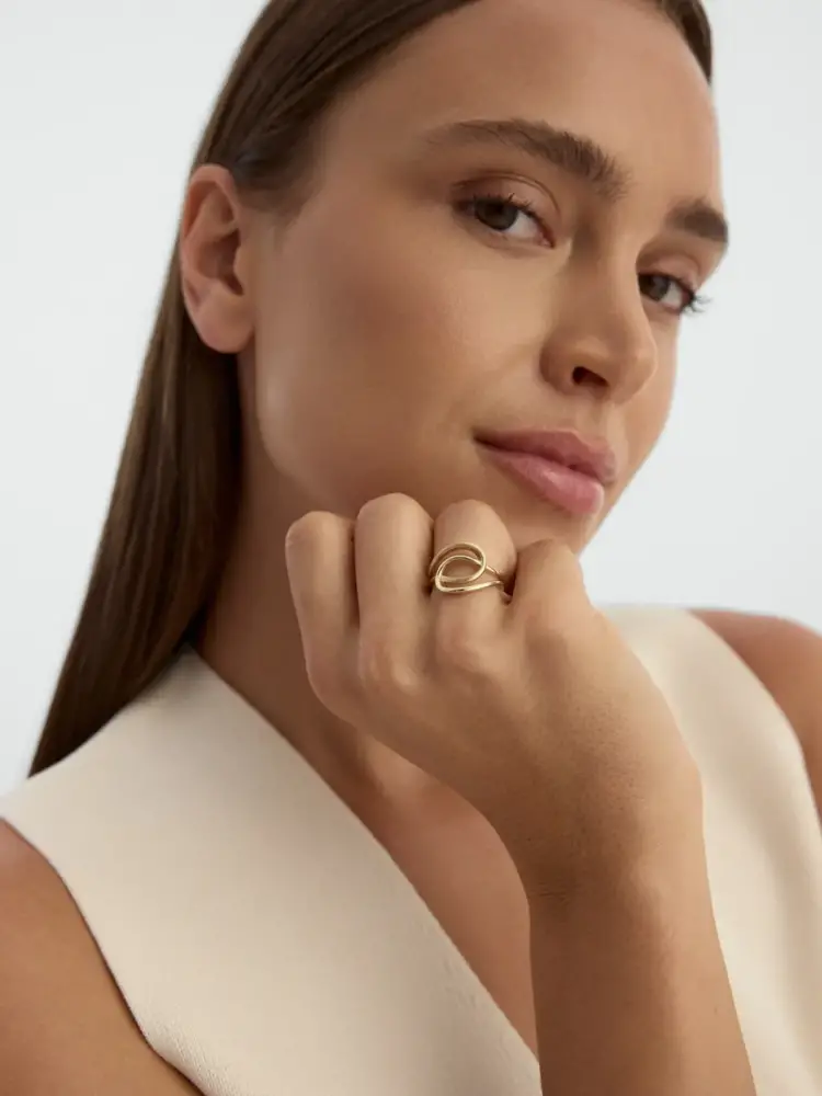 Sonsuz Düğüm Formlu Modern 14K Altın Yüzük - 4